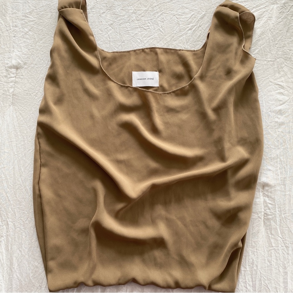 Janessa leoné neutral tan hobo cloth reusable bag